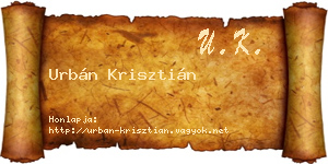 Urbán Krisztián névjegykártya
